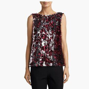 New Tanya Taylor Two Tone Sequin Gabby Top In Hot Pink NWT Sizes XS, S, M